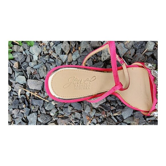 JEWEL BADGLEY MISCHKA Satin Rhinestone Ankle Strap Sandals - Picture 12 of 14